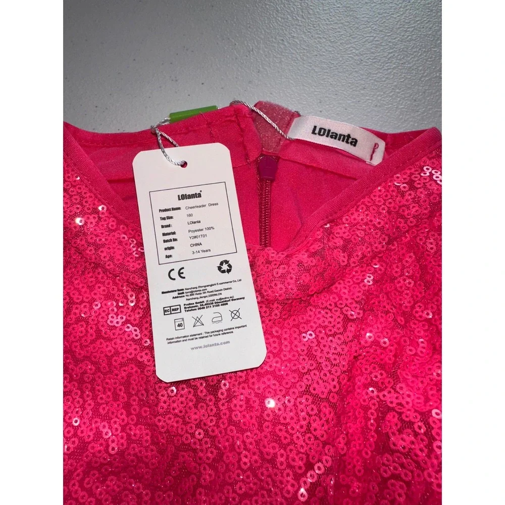Lolanta Kids Pink Sequin Cheerleader Costume Set  size 160 (youth L)